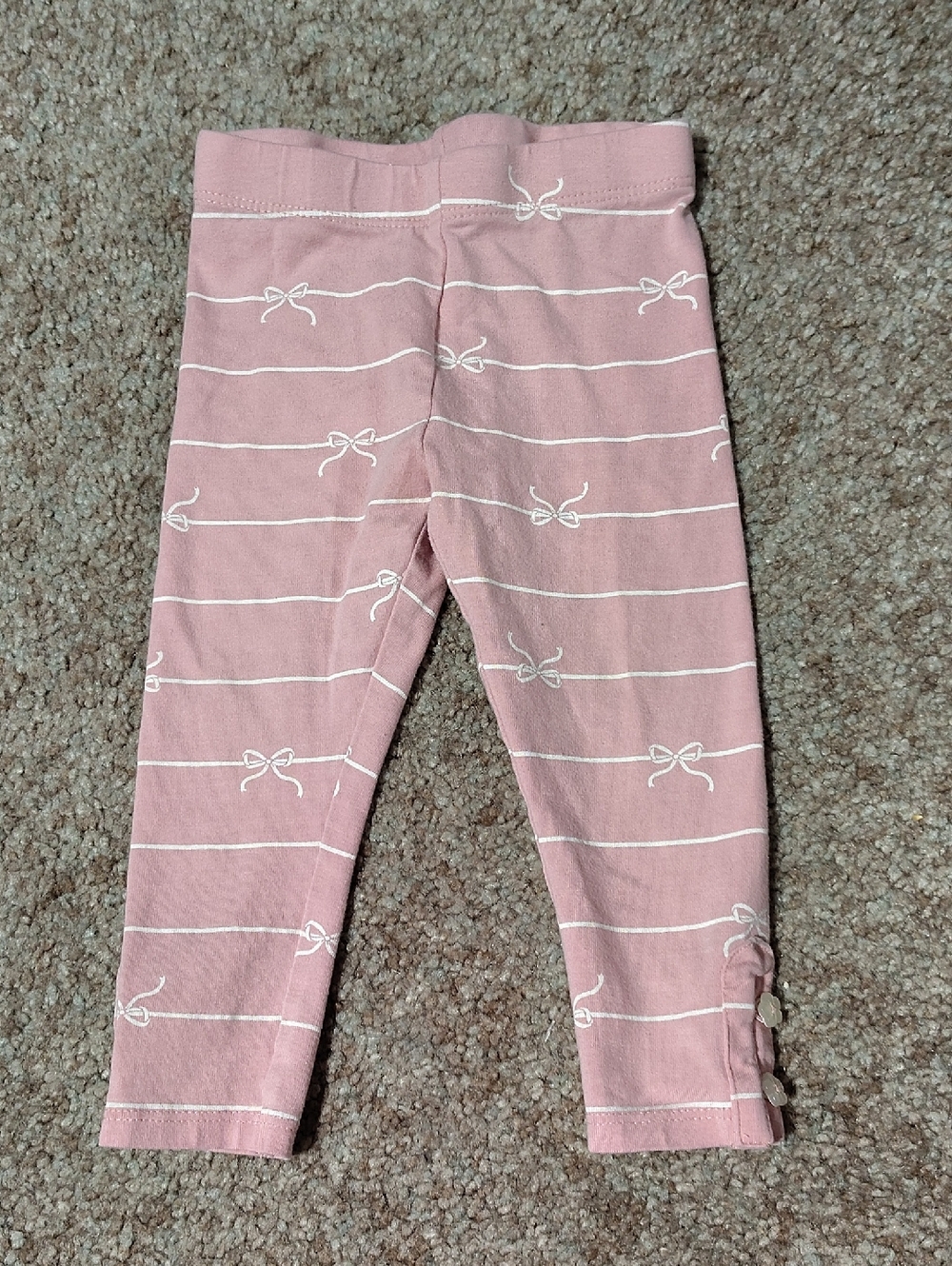 Kids Pink Bow Stripe Leggings